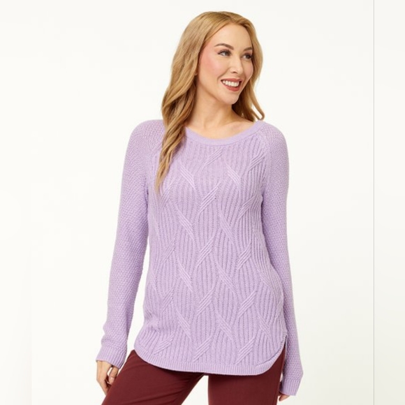 NEW Lupine Heather wavy stitch crew neck pullover. Soft. - Picture 3 of 3